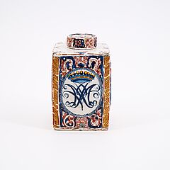 Delft - Teedose mit Monogramm unter Krone, 80867-1, Van Ham Kunstauktionen