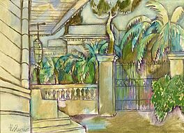 Heinrich Steiner - Eingang in einen Garten Roemische Architektur mit gruenem Haus, 66611-1, Van Ham Kunstauktionen