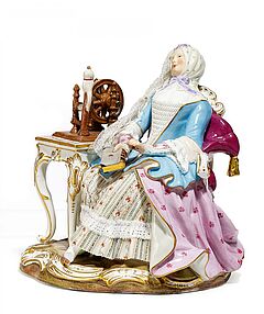 Meissen - Lesende Dame am Spinnrocken, 58051-32, Van Ham Kunstauktionen