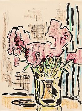 Karl Schmidt-Rottluff - Rote Blueten in heller Vase, 75440-2, Van Ham Kunstauktionen