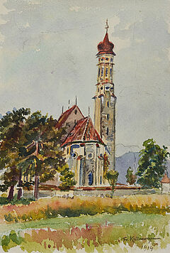 Friedrich Kallmorgen - Konvolut aus zwei Aquarellen Stillleben Dorfkirche, 69447-100, Van Ham Kunstauktionen