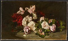 Philippe Rousseau - Stillleben von rosa Rosen und rotem gefuellten Mohn, 70139-1, Van Ham Kunstauktionen