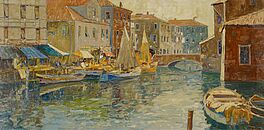 Erich Mercker - Marktstaende am Kanal in Chioggia, 65167-1, Van Ham Kunstauktionen