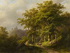 Johann Bernhard Klombeck - Landschaft mit Waldweg und Burg, 64449-1, Van Ham Kunstauktionen