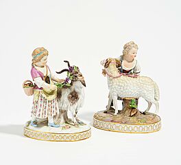 Meissen - Maedchen mit Ziegenbock und Maedchen mit Schaf, 73538-3, Van Ham Kunstauktionen