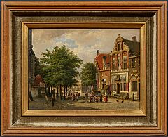 Willem Koekkoek - Auf dem Kirchplatz in einem hollaendischen Staedtchen, 80866-1, Van Ham Kunstauktionen