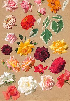 Leon Wyczolkowski - Vier Pastelle mit Rosenblueten bzw eines mit Rosen Kornblumen Nelken und Kresse, 77088-3, Van Ham Kunstauktionen