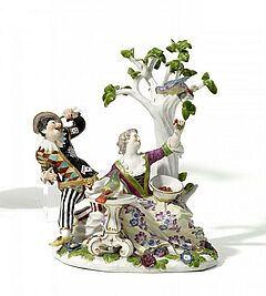 Meissen - Harlekin mit Komoediantin und Papageien, 55585-3, Van Ham Kunstauktionen