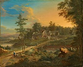 Johann Christian Vollerdt - Ideale Landschaft mit grossem Bauerngehoeft, 75269-1, Van Ham Kunstauktionen