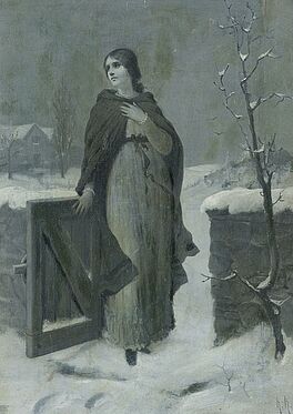 Hermann Kaulbach - Junge Frau am winterlich verschneiten Gartentor, 59977-3, Van Ham Kunstauktionen