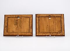 South Germany possibly Franken - Ein Paar Hinterglasgemaelde Vater mit Soehnen und Mutter mit Toechtern als Silhouettendarstellungen, 80922-10, Van Ham Kunstauktionen