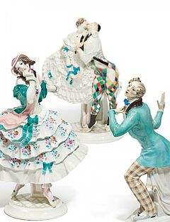 Meissen - Gruppe Harlekin und Columbine und Figuren Estrella und Eusebius, 57623-3, Van Ham Kunstauktionen