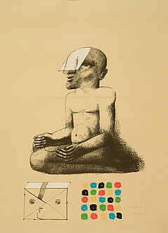 Horst Antes - Sitzende Figur mit mag Farbquadrat, 80374-1000, Van Ham Kunstauktionen