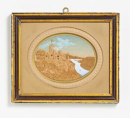 Deutschland - Kleines ovales Korkdiorama mit Ansicht des Schlosses Stolzenfels am Rhein, 69840-71, Van Ham Kunstauktionen