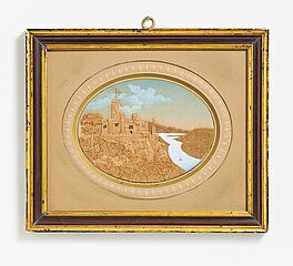 Deutschland - Kleines ovales Korkdiorama mit Ansicht des Schlosses Stolzenfels am Rhein, 69840-71, Van Ham Kunstauktionen