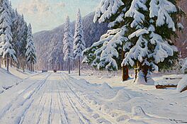 Walter Moras - Sonniger Wintertag im verschneiten Wald, 66555-1, Van Ham Kunstauktionen