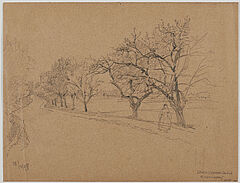 Friedrich Kallmorgen - Konvolut aus 5 Bleistiftzeichnungen Angeketteter Hund Strohernte Papendrocht Groetzingen und Groetzingen - Durlach, 69447-98, Van Ham Kunstauktionen