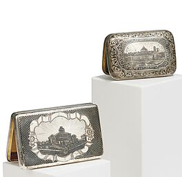 Moskau - Zwei Zigarettenetuis mit Moskauer Ansichten in Niellodekor, 80693-37, Van Ham Kunstauktionen