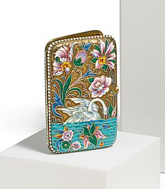 V Akimov - Zigarettenetui mit Schwanendekor in Cloisonne, 81073-9, Van Ham Kunstauktionen