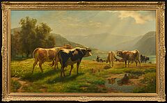 August Wilhelm Leu - Huetejunge mit seiner Herde oberhalb eines Bergsees, 75953-11, Van Ham Kunstauktionen