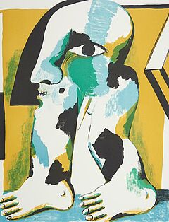 Horst Antes - Figur mit schwarzer Kappe auf Ocker, 333333-7, Van Ham Kunstauktionen