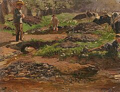 Hugo Mühlig - Kuhhirten am Waldrand bei Grafenberg, 81038-1, Van Ham Kunstauktionen