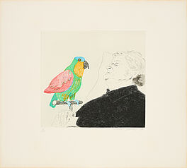 David Hockney - Felicite sleeping with parrot illustration for A simple heart of Gustave Flaubert, 77240-14, Van Ham Kunstauktionen