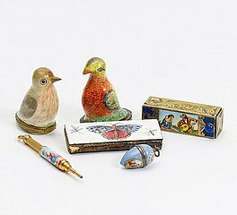 Konvolut zwei Vogeldosen ein Bleistift eine kleine Eidose 2 Etuis, 55682-16, Van Ham Kunstauktionen