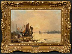 William Thornley - Aufliegende Schiffe bei Ebbe im Hafen, 75365-5, Van Ham Kunstauktionen