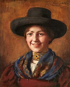 Emma von Müller - Lächelndes Mädchen mit Hut, 82169-4, Van Ham Kunstauktionen