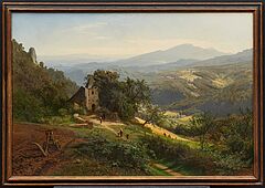 Hugo Becker - Weite Landschaft im Mittelgebirge mit romanischer Kapelle, 80888-6, Van Ham Kunstauktionen