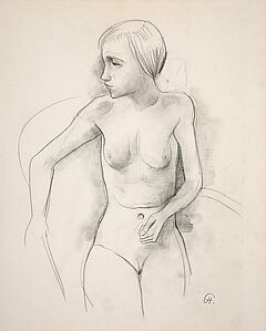 Karl Hofer - Sitzender Maedchenakt nach rechts schauend, 55379-1, Van Ham Kunstauktionen