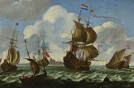Aernout Smit - Marine Zahlreiche hollaendische Fregatten vor der Kueste, 70001-687, Van Ham Kunstauktionen