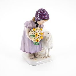 Meissen - Maedchen mit Blumenstrauss und Lamm, 77521-12, Van Ham Kunstauktionen