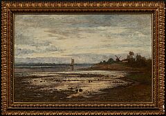 Paul Baum - Flusslandschaft mit Boot und Windmuehle, 70611-1, Van Ham Kunstauktionen