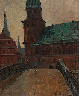 Friedrich Kallmorgen - Bruecke vor der Katharinenkirche in Hamburg, 69447-2, Van Ham Kunstauktionen