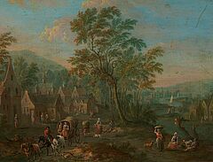Peeter van Bredael - Dorflandschaft mit Ausblick in ein Flusstal, 74060-2, Van Ham Kunstauktionen