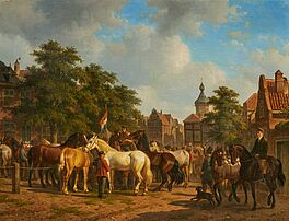 Willem Karel Nakken - Pferdemarkt in einer hollaendischen Stadt, 76594-2, Van Ham Kunstauktionen