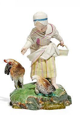 Hoechst - Huehner fuetterndes Maedchen, 58116-27, Van Ham Kunstauktionen