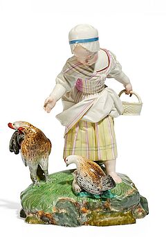 Hoechst - Huehner fuetterndes Maedchen, 58116-27, Van Ham Kunstauktionen