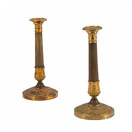 Paar Leuchter Empire mit kanneliertem Säulenschaft, 79554-8, Van Ham Kunstauktionen