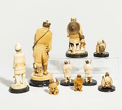 Fuenf Okimono und vier Netsuke, 66779-8, Van Ham Kunstauktionen