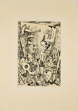 Max Beckmann - Der grosse Mann Platte 5 aus Der Jahrmarkt, 80374-42, Van Ham Kunstauktionen