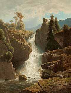 Adolf Chwala - Gebirgslandschaft mit Ruine oberhalb eines Wasserfalls, 81334-1, Van Ham Kunstauktionen