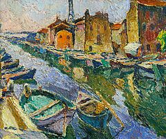 Mela Muter - Rhoneufer mit Booten, 82130-4, Van Ham Kunstauktionen