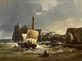 Andreas Achenbach - Gewitterstimmung an einem hollaendischen Hafen, 73024-14, Van Ham Kunstauktionen
