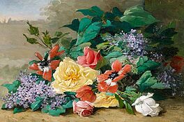 Franzoesischer Meister - Blumenstillleben mit Rosen, 55570-7, Van Ham Kunstauktionen