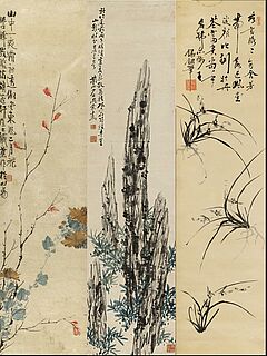 Drei Malereien mit Blumen und Pflanzen, 67001-8, Van Ham Kunstauktionen