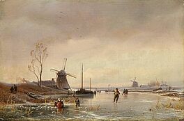 Andreas Achenbach - Eisverguegen auf einem hollaendischen Kanal, 43368-1, Van Ham Kunstauktionen