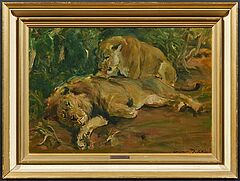 Otto Dill - Ruhendes Loewenpaar, 79879-4, Van Ham Kunstauktionen